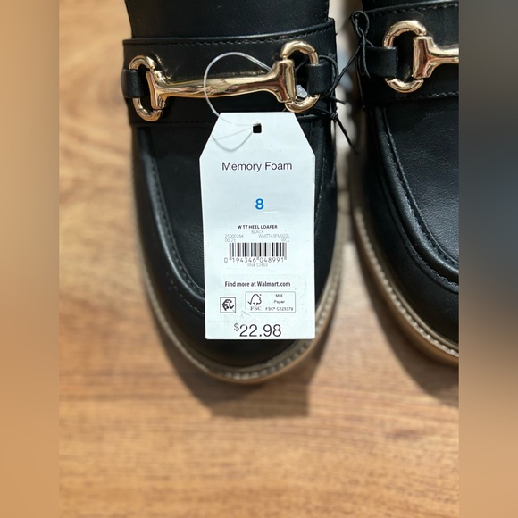 NWT Time & Tru Memory Foam lug Heel Loafers/ Color Black - Picture 5 of 6